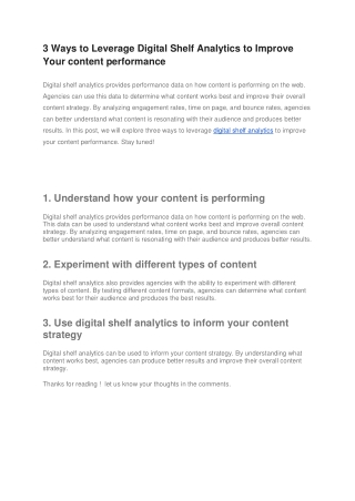 3 Ways to Leverage Digital Shelf Analytics to Improve Your content performance
