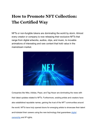 Best Promote NFT Collection Blog  to Extend Your Cryptocurrency
