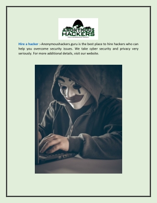 Hire a Hacker  Anonymoushackers.guru