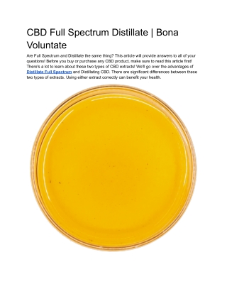 CBD Full Spectrum Distillate | Bona Voluntate