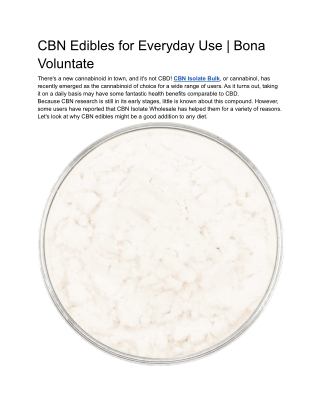 CBN Edibles for Everyday Use | Bona Voluntate