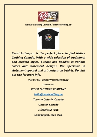 Native Clothing Canada | Resistclothing.ca