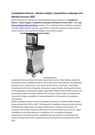 Cryoablation Devices - Market Insights, Competitive Landscape and Market Forecas