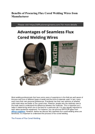 Benefits of Procuring Flux Cored Welding Wires from Manufacturer