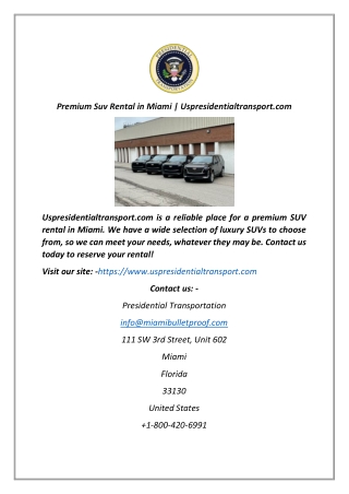 Premium Suv Rental in Miami