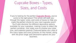 Cupcake Boxes - Types, Sizes, and