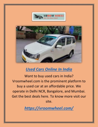 Used Cars Online in India | Vroomwheel.com