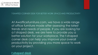 T-shaped Corner Desk for Better Work Space and Productivity  Awofficefurniture.com