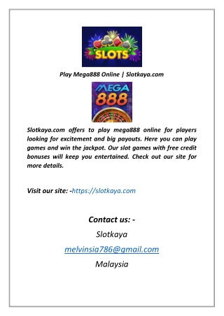 Play Mega888 Online