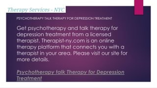 Psychotherapy Talk Therapy For Depression Treatment  Therapist-ny.com