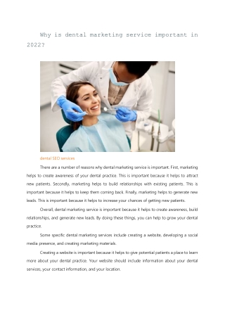 Why is dental marketing service important in 2022?