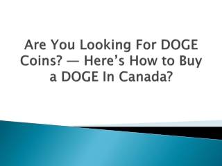 Are You Looking For DOGE Coins? — Here’s How to Buy a DOGE In Canada?