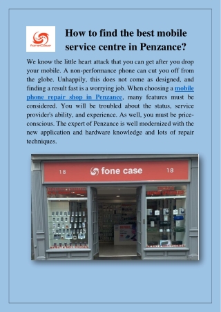 How to find the best mobile service centre in Penzance?