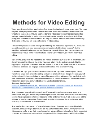 Methods for Video Editing