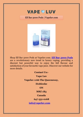 Elf Bar 5000 Pods | Vapeluv.com