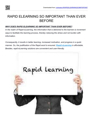 RAPID ELEARNING SO IMPORTANT THAN EVER BEFORE