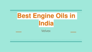 Velvex: Best Engine Oils in India