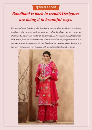Bandhani is back in trend&Designers are doing it in beautiful ways