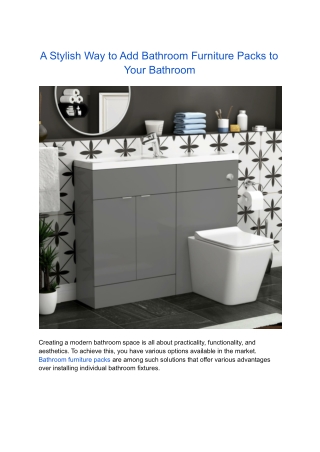 A Stylish Way to Add Bathroom Furniture Packs to Your Bathroom