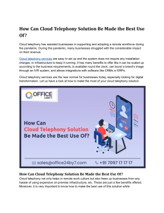 How Can Cloud Telephony Solution Be Made the Best Use Of