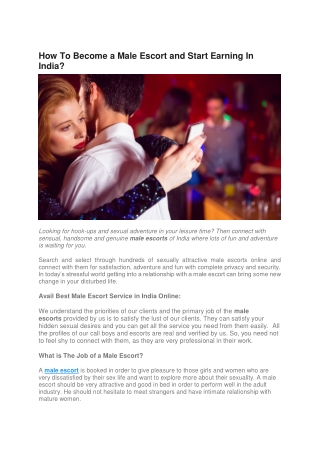 How To Become a Male Escort and Start Earning In India