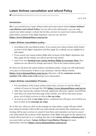 Latam Airlines cancellation and refund Policy