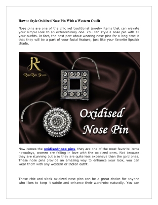 How to Style Oxidized Nose Pin With a Western Outfit