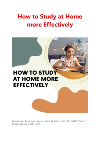 How to study at home more effectievely