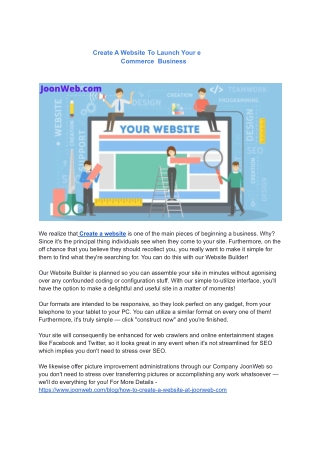 Create A Website To Launch Your eCommerce  Business