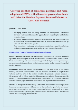 USA Outdoor Payment Terminal Market Outlook to 2025