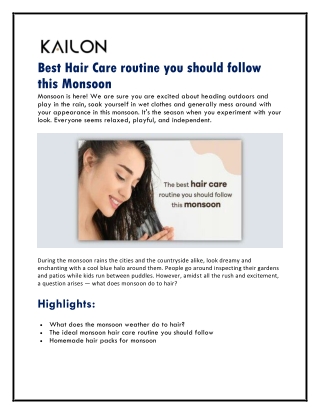 Best Hair Care routine you should follow this Monsoon
