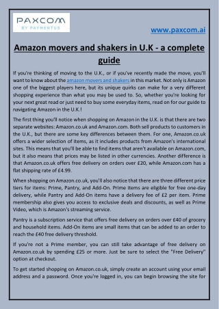 Amazon movers and shakers in U.K - a complete guide