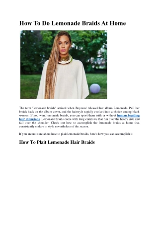 How To Do Lemonade Braids At Home