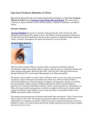 Eye Care Products Markets in China