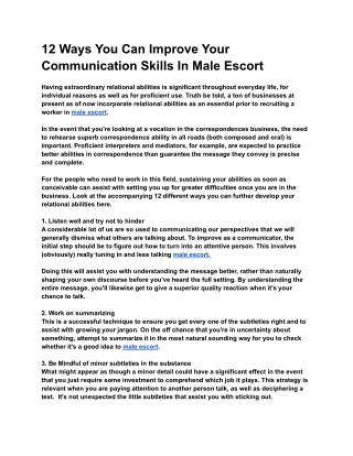 12 Ways You Can Improve Your Communication Skills In Male Escort
