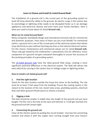Learn to Choose and Install UL Listed Ground Rods!