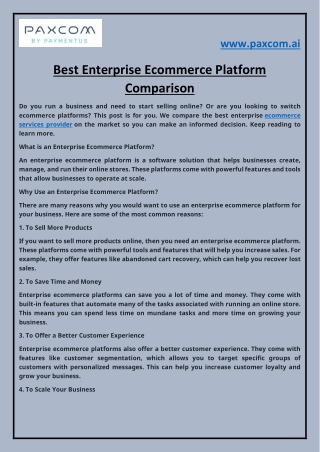 Best Enterprise Ecommerce Platform Comparison