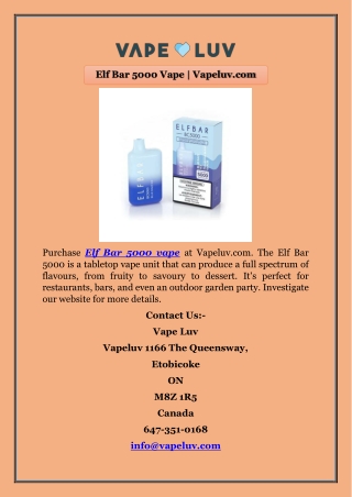 Elf Bar 5000 Vape | Vapeluv.com