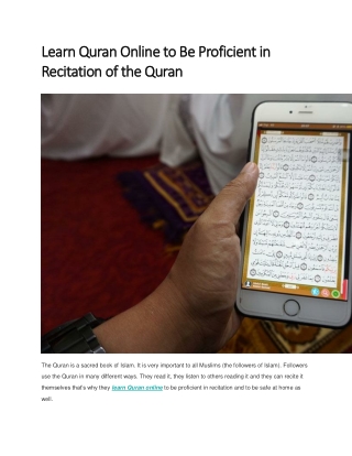 Learn Quran Online to Be Proficient in Recitation of the Quran