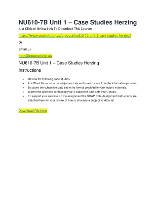 NU610-7B Unit 1 – Case Studies Herzing