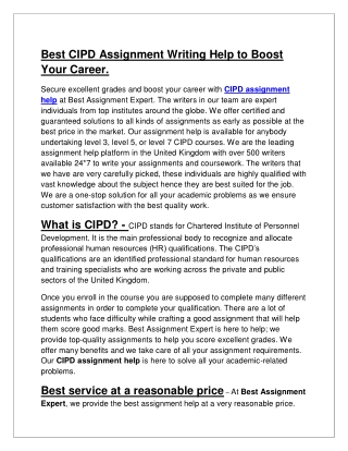 Best CIPD Assignment Writing Help to Boost Your Career.