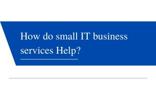 How do small IT business services Help?