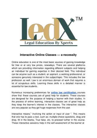 Interactive Online Classes — a necessity