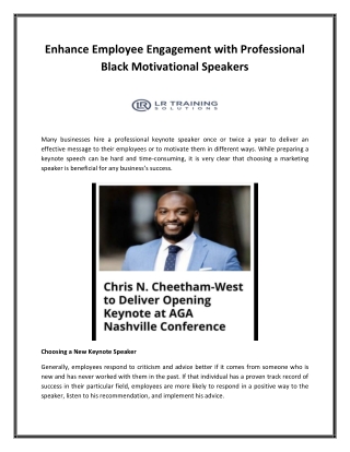 Enhance Employee Engagement with Professional Black Motivational Speakers