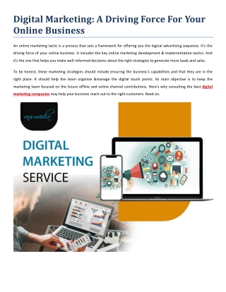 Digital Marketing- A Driving Force For Your Online Business