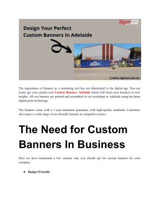 Design Your Perfect Custom Banners In Adelaide
