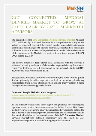 GCC Connected Medical Devices Market Set for Rapid Growth and Trend by 2022-27