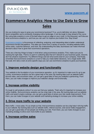 Ecommerce Analytics How to Use Data to Grow Sales