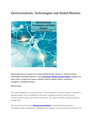 Electroceuticals, Technologies and Global Markets