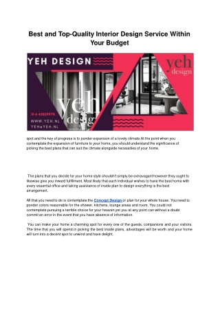 Best and Top-Quality Interior Design Service Within Your Budget.ppt